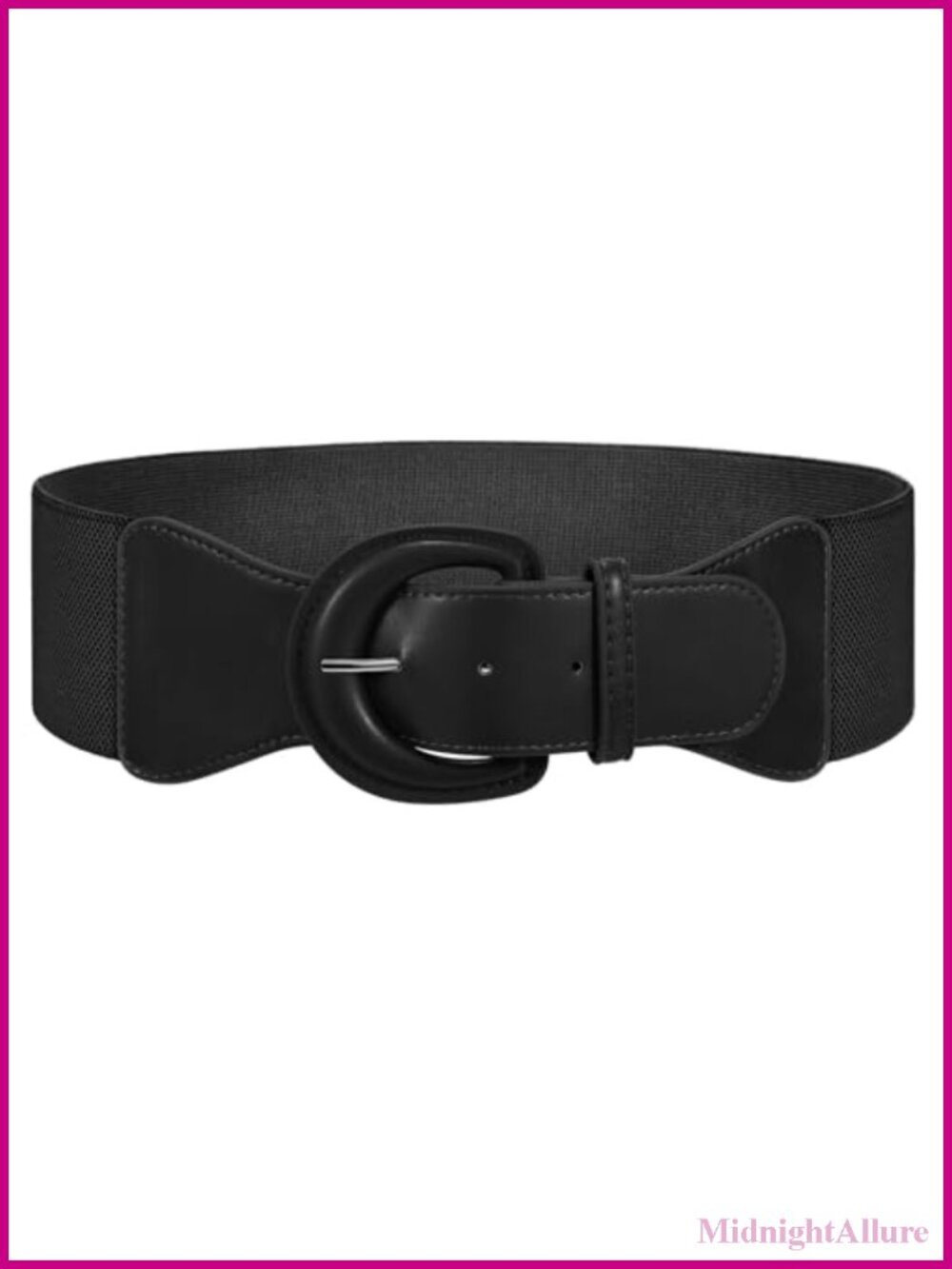 Women's Retro Wide Elastic Waist Belt PU Leather Stretchy Chunky Buckle Dress